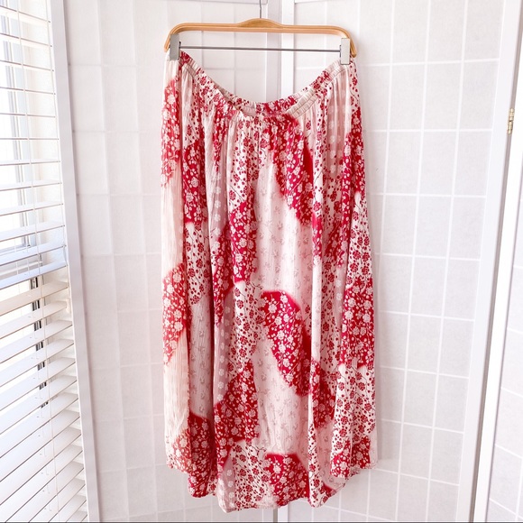 Red Floral Button Front Midi Skirt - Picture 8 of 9